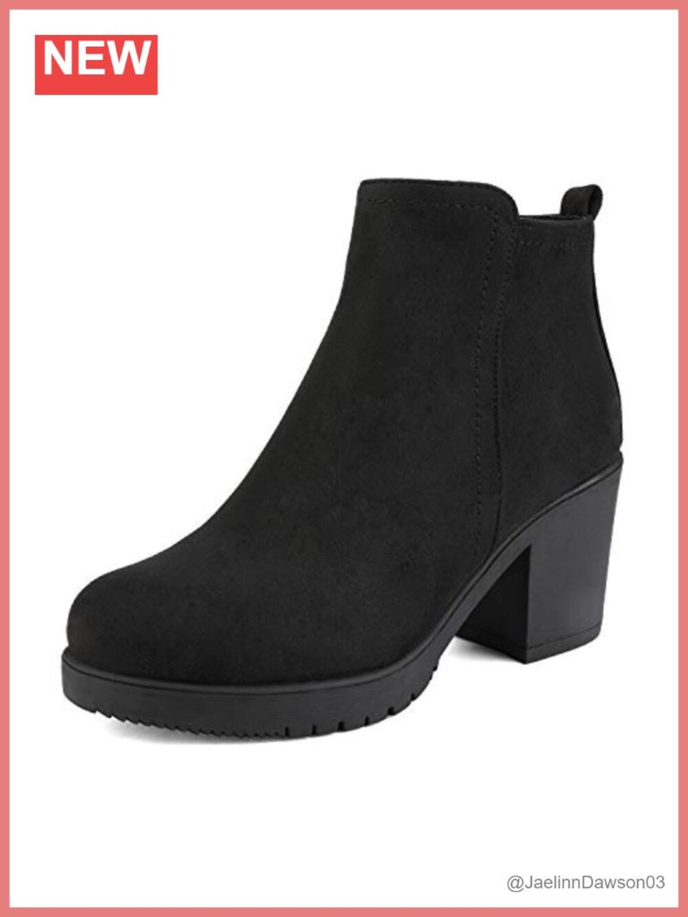 Women's Block Heel Ankle Booties Vegan Leather Side Zip Comfort